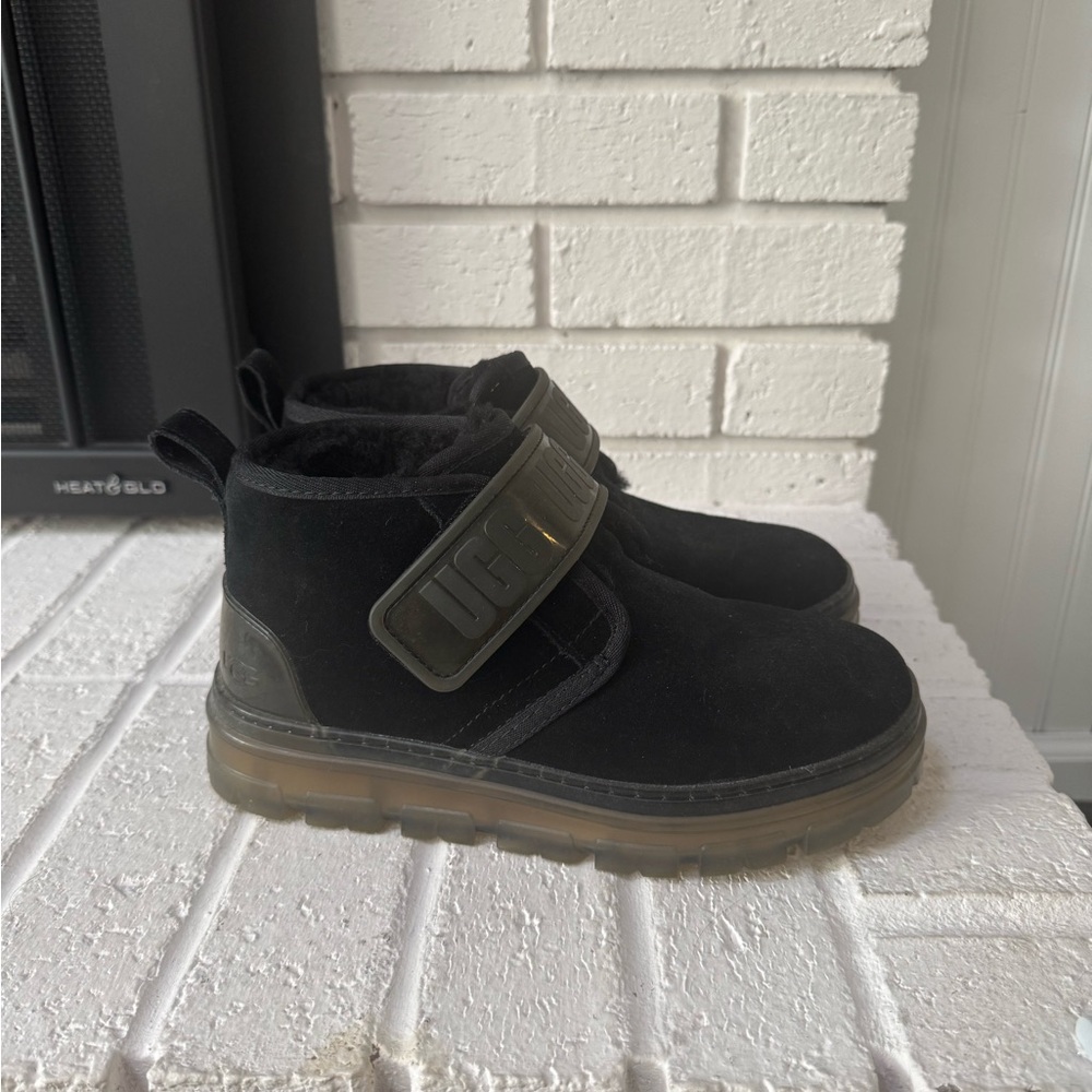 UGG Black Suede Boots with Strap